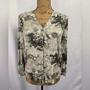 Caslon Pull-On V-Neck Floral Blouse Sz XS